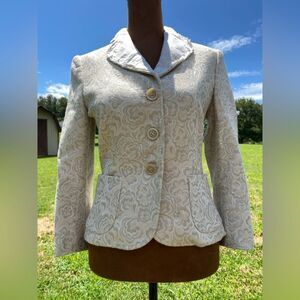 Cream Classy Career Business Boardroom Chic Moschino Blazer Jacket Glamour